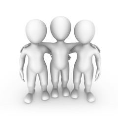 Red leader with his team. Teamwork concept.