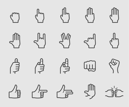 Line icons set for Hand collection