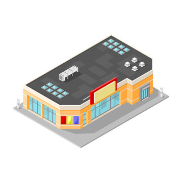 Isometric Vector Store Business Icon.

Large commercial Mall building.