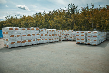 Naklejka premium The texture of mineral wool for insulating the walls. warehouse of products ready for import