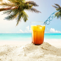 summer drink on beach 