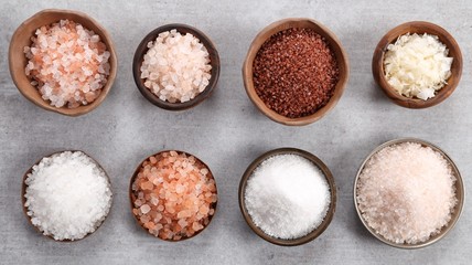 Different varieties of table salt.