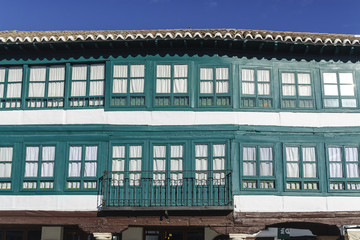 background of old windows of Almagro in the province of Ciudad Real, Spain.