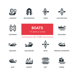 Boats - flat design style icons set