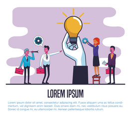Business people working in big idea vector illustration graphic design