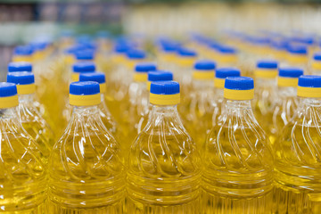 vegetable oil bottle pattern factory warehouse store food background