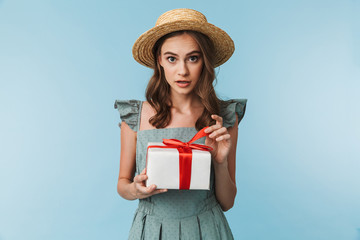 Portrait of an excited woman in dress