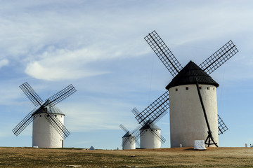 Fototapeta na wymiar typical image of windmills of Castilla La Mancha in Campo de Criptana, Spain.