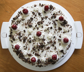 German cream black Forrest torte made with cherries