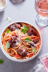Spaghetti with meatballs and tomato sauce