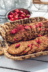 healthy homemade strawberries biscuits from oat flakes laid