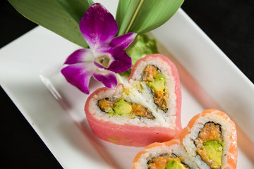 Sushi on a white plate