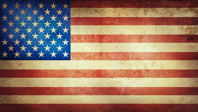 Old grunge vintage American US national flag
