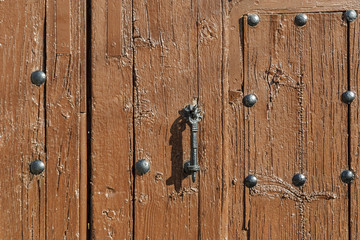 background with old brown wooden door.