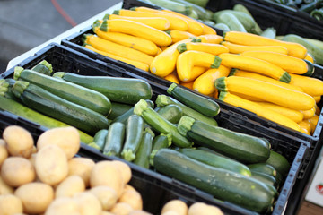 Fresh zucchini and squash at the farmer's market.