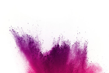 Abstract of colored powder explosion on white background. multicolor powder splatted isolate....