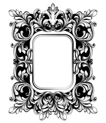 Baroque Mirror sophisticated frame. Vector French Luxury rich intricate ornaments. Victorian Royal Style decors