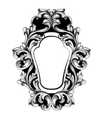 Baroque Mirror frame. Vector French Luxury rich intricate ornaments. Victorian Royal Style decors