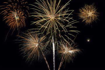 Colorful of fireworks on the darkness sky