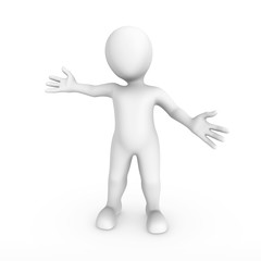 3d rendered white human welcomes visitors. 3d rendered illustration.