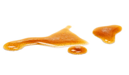 Spilled beer puddle isolated on white background and texture, clipping path