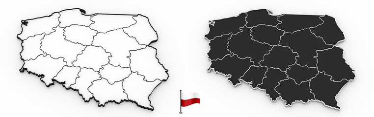 Fototapeta premium Detailed map of Poland with national regions