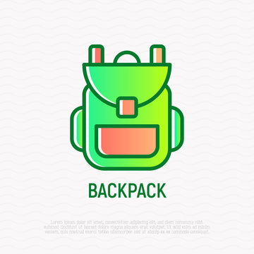 Backpack thin line icon. Modern vector illustration.