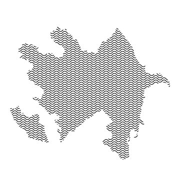 Azerbaijan map country abstract silhouette of wavy black repeating lines. Contour of sinusoid curve. Vector illustration.