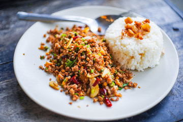 “Pad Krapow Moo” spicy pork with thai basil