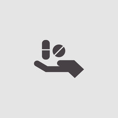 medicine on hand vector icon illustration