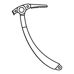 Hiking axe icon. Outline illustration of hiking axe vector icon for web design isolated on white background