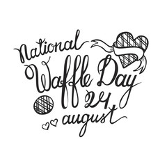 National Waffle Day Vector Illustration. Lettering.