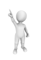 3d man pointing finger up. 3d illustration
