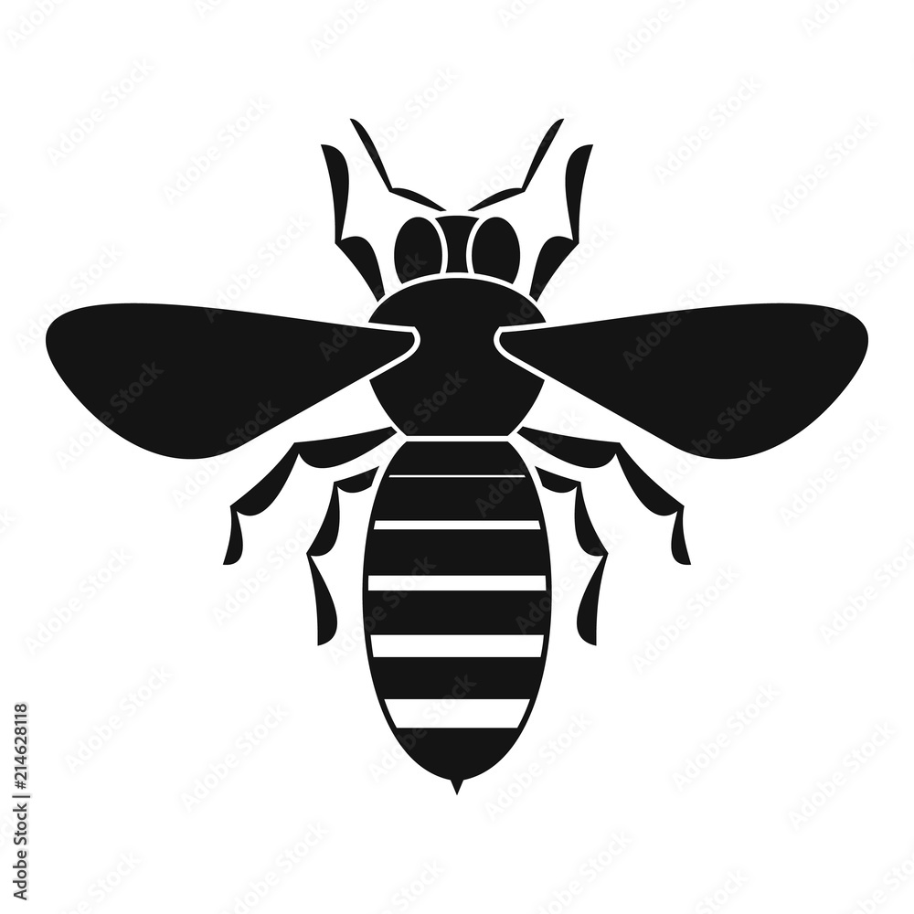 Sticker bee icon. simple illustration of bee vector icon for web design isolated on white background