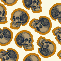 seamless skull pattern beige background