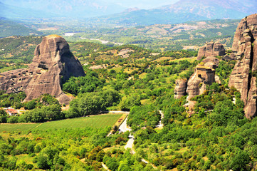 Obraz premium Panorama of Meteora hills, Kalampaka, Greece