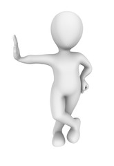 3d man leans against something. 3d illustration