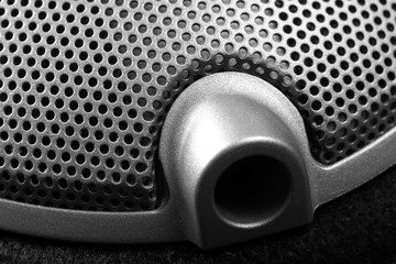 Cable jack of earphones close-up. Musical or industrial background