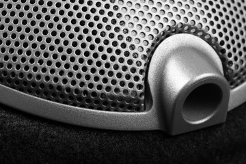 Cable jack of earphones close-up. Musical or industrial background