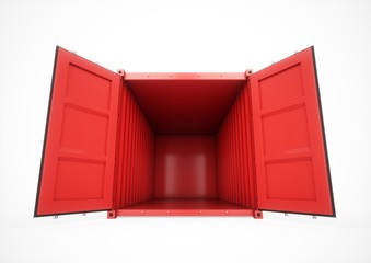 3D rendering Isolated red cargo container on the white background