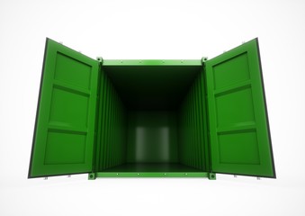 3D rendering Isolated green cargo container on the white background