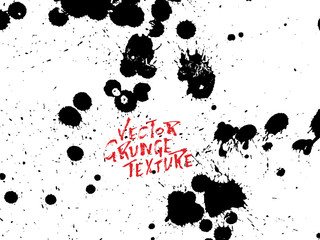 Handdrawn grunge texture. Abstract ink drops background. Black and white grunge illustration. Vector watercolor artwork pattern.
