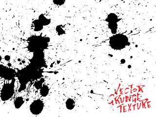 Handdrawn grunge texture. Abstract ink drops background. Black and white grunge illustration. Vector watercolor artwork pattern.