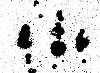 Handdrawn grunge texture. Abstract ink drops background. Black and white grunge illustration. Vector watercolor artwork pattern.