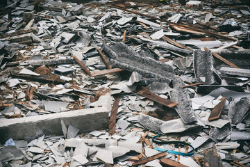 Destroy building, Earthquake effect, collapse building, crumble building