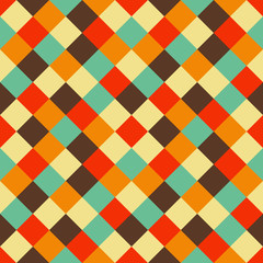 Geometric vector seamless pattern with square shapes in bright p