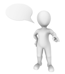 3d man with speech bubble above his head gives the order.