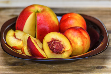 nectarines on a plate
