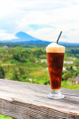Ice Coffee with Rice Terrace View, Jatiluwih Bali - UNESCO World Heritages