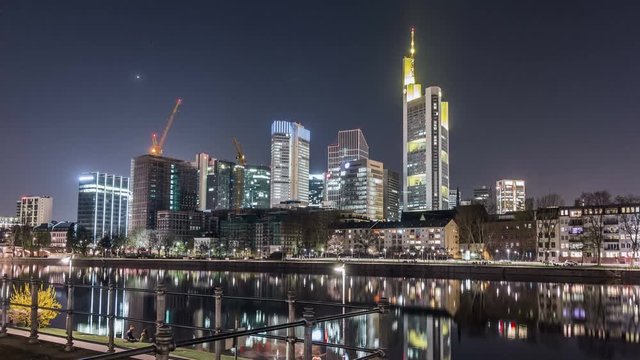 Hyper lapse/time lapse sequence of Frankfurt am Main at night